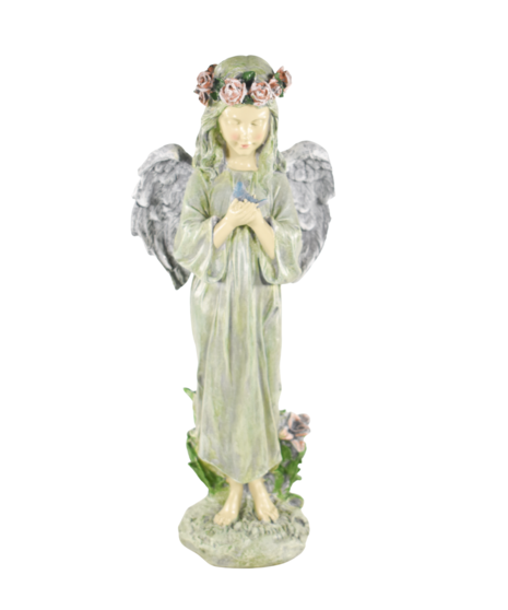Standing Angel Holding Bluebird