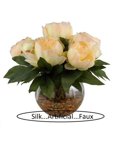 Champagne Peonies Silk Eau Clair Design (Silk/Artificial)