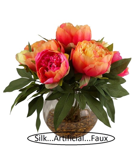 Sunset Peonies Silk Eau Clair Design (Silk/Artificial)