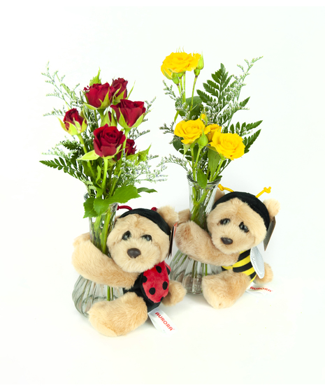 Love Bug Bears with Bud Vase