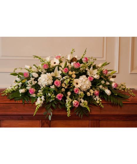 Mixed Pink & White Casket Spray