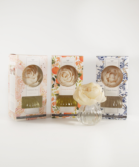 the flower diffuser andthree boxes containing different fragrances
