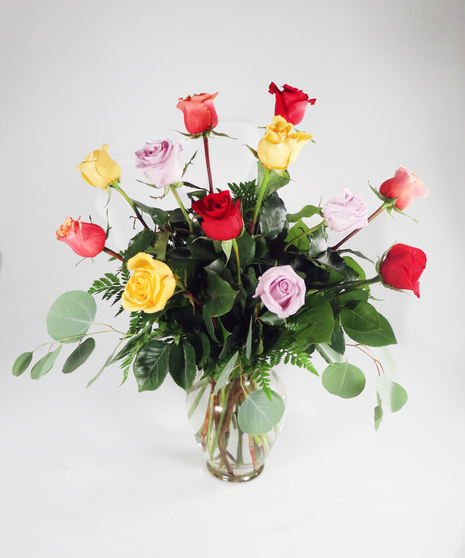 assorted roses with premium greenery